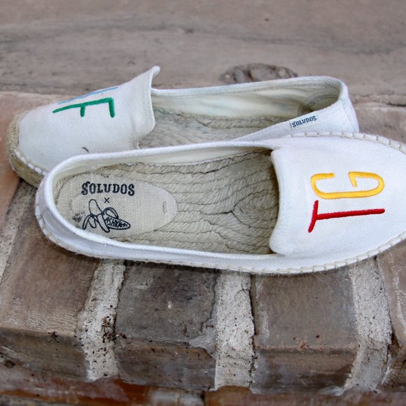 Soludos Natural Ivory Canvas Colorful TGIF Espadrilles Slip On Shoes Size 8.5 - Picture 7 of 8